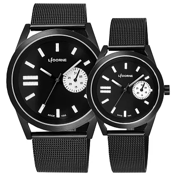 LICORNE 編織默砌米蘭對錶-銀字黑