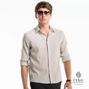 【NOYA】 吸濕快乾經典高質感條紋襯衫(9N8C02M-3)M淺咖啡