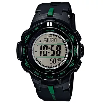 CASIO PRO TREK系列彪虎鋼索時尚登山錶-黑