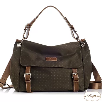 【a Lady ’s真皮】經典垂墜風圓點雙皮飾二用包(墨綠)