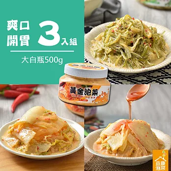 【益康美食】爽口開胃泡菜-綜合3入組(500g*3/小辣)