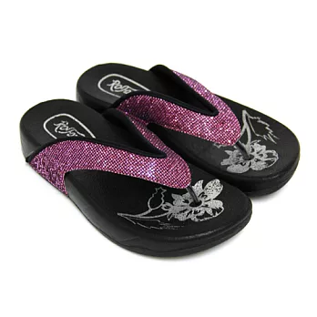 【Pretty】熱銷PU環保素材健走夾腳拖鞋35紫色