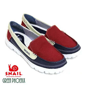 SNAIL蝸牛 陽光活力飽和多彩撞色系列套入式輕量平底懶人鞋35藍色