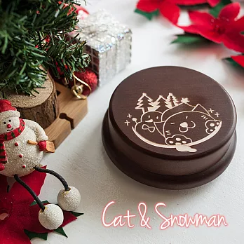 【Sylvia 典藏精品】客製化音樂盒 // 聖誕節款式暖暖貓和小雪人