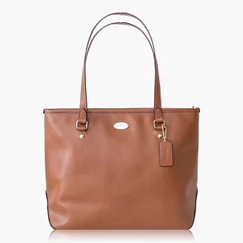 【COACH 實搭耐用】皮革 / 手提 / 肩背托特包_咖啡