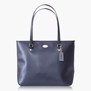 【COACH 實搭耐用】皮革 / 手提 / 肩背托特包_深藍