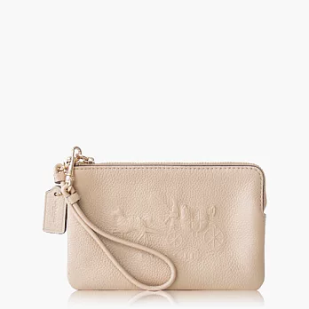 【COACH 攜帶便利】皮革 / 零錢收納 / 手拿包(小款)_膚色