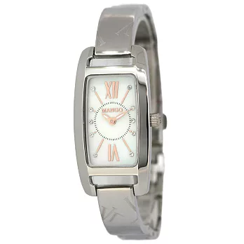 MANGO藝術羅馬腕錶-白X銀