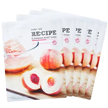 RE:CIPE韓國進口 天然蜜桃舒緩植萃面膜(5片)