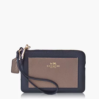 【COACH 攜帶便利】皮革 / 零錢收納 / 手拿包(小款)_黑古銅金