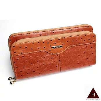 【H-CT】鴕鳥紋亮眼淑女款拉鍊式真皮長夾(PO-LN210#A-Z)