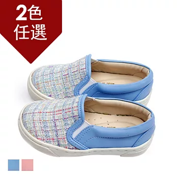 FUFA MIT 柔色仿毛呢拼接懶人童鞋 ( FNB10) 藍色15藍色