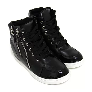 【Pretty】韓版率性雙拉鍊內增高休閒鞋36黑色