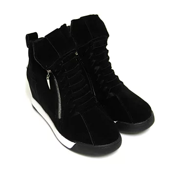 【Pretty】街頭注目側拉鍊內增高休閒鞋23黑色