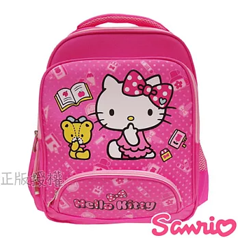 【Hello Kitty凱蒂貓】俏麗安全反光後背書包(粉色)粉色