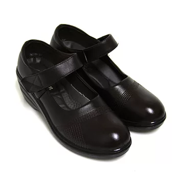 【Pretty】質感內斂沾黏式楔型休閒鞋36棕色