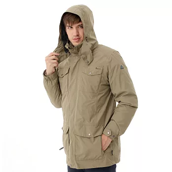 【hilltop山頂鳥】男款GoreTex兩件式可拆袖防水羽絨外套F22MR6-M卡其
