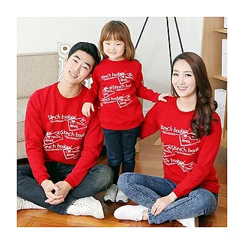 塗鴨繪本大紅長袖親子裝(媽咪)S紅