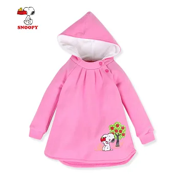 【SNOOPY】俏皮蘋果樹絨布連帽洋裝90粉紅