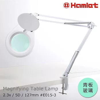 【Hamlet 哈姆雷特】5D/127mm 工作用薄型LED檯燈放大鏡 青板玻璃 桌夾式【E015-3】