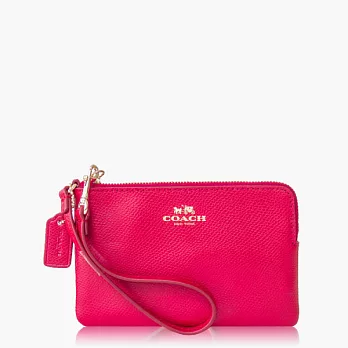 【COACH 攜帶便利】皮革 / 零錢收納 / 手拿包(小款)_桃紅