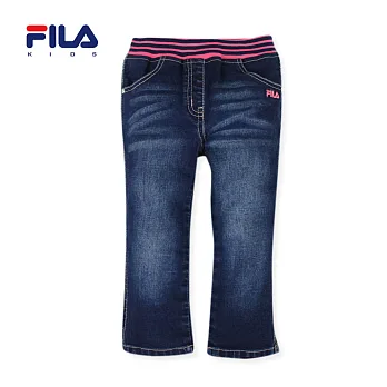 【FILA】甜美貓爪刷白牛仔褲80藍
