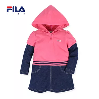 【FILA】俏麗連帽接袖洋裝100玫瑰