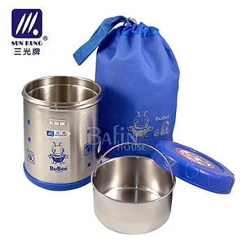 【三光牌】台灣製 溫心#304不銹鋼真空保溫飯盒/食物罐-0.7L(M-700B)藍