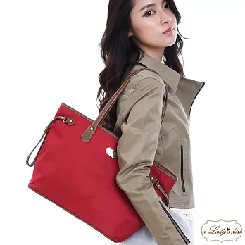 【a Lady ’s真皮】漾青春彩搭抽繩托特包(寶石紅)