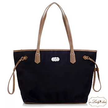 【a Lady ’s真皮】漾青春彩搭抽繩托特包(優雅黑)