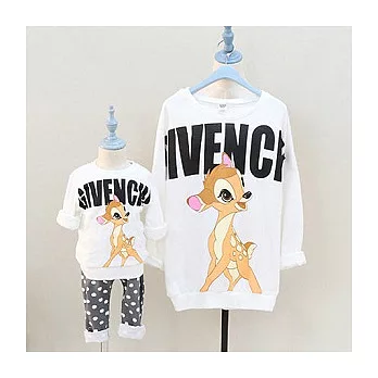 韓版超級小鹿印花長袖親子裝(媽咪)FREE白