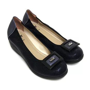 【Pretty】知性典藏舒適楔型厚底包鞋23藍色