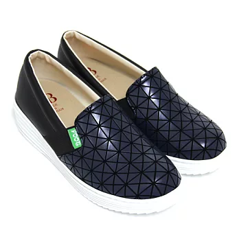 【Pretty】經典三角幾何休閒厚底包鞋36藍色