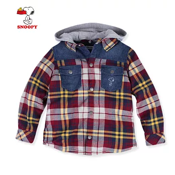 【SNOOPY】型男格紋牛仔素面連帽外套(黃)130黃