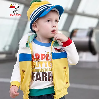 【SNOOPY】舖毛暖棉棉連帽背心(黃)90黃