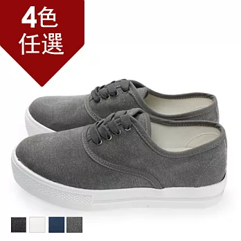 FUFA MIT 帆布素面純素綁帶休閒鞋 (FL16)-灰色23灰色