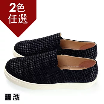 FUFA MIT 千鳥格紋百搭懶人鞋(FE59)-黑色23黑色