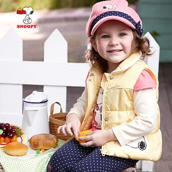 【SNOOPY】粉嫩可愛狗頭風衣鋪棉背心(黃)80黃