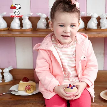 【SNOOPY】甜美蝴蝶結口袋拉鍊連帽外套(粉紅)100粉紅