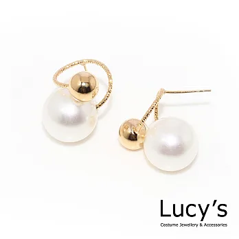 Lucy’s螺旋曲線珍珠耳環(兩色)華麗金