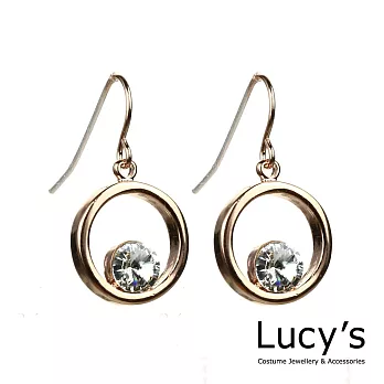 Lucy’s簍空圓閃耀水晶耳環（七色）玫金白