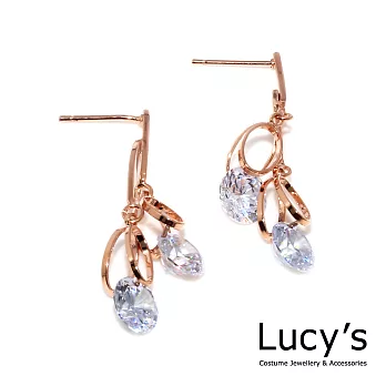 Lucy’s玫金垂墜璀璨亮眼水晶耳環玫瑰金