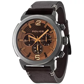 POLICE 危機重生三眼腕錶-咖