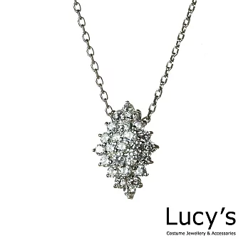 Lucy’s氣質百搭款菱形葉水鑽項鍊時尚銀