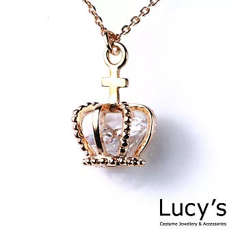 Lucy’s玫金色十字架皇冠水晶項鍊玫瑰金