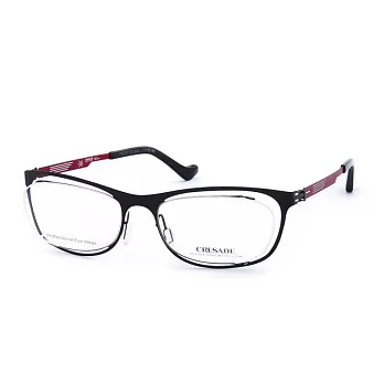 CRUSADE MIT 流線超薄鏡框平光眼鏡JSS-1300S-G21-45黑面紅腳