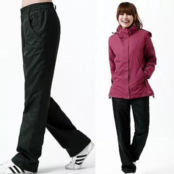 【遊遍天下】中性款顯瘦直筒防風防潑水透氣禦寒刷毛保暖褲/ 防風雪褲(P104)S黑色