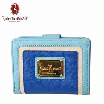 義大利Roberto Mocali藍色11卡二折中翻頁短夾RM-58201