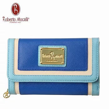 義大利Roberto Mocali藍色15卡三折短夾RM-58202