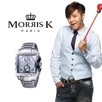 MORRIS K 潮流悍將三眼流行腕錶-銀/40mm MK09011-JA20